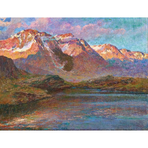 GIOACHIMO GALBUSERA : 'Tramonto sulle montagne, San Bernardino' (DOBIASCHOFSKY AUKTIONEN AG)