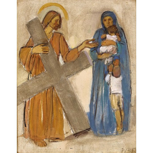 PIETRO CHIESA : Jesus begegnet einer Frau mit Kindern (DOBIASCHOFSKY AUKTIONEN AG)