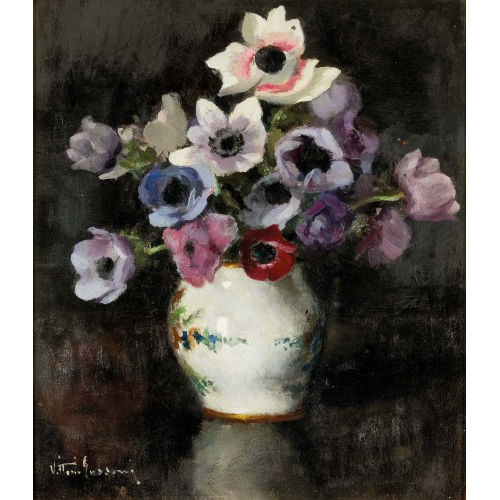 VITTORIO GUSSONI : Stillleben mit Anemonen in Keramikvase (DOBIASCHOFSKY AUKTIONEN AG)