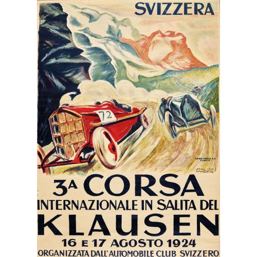 EMIL HUBER : '3A Corsa internazionale in salita del Klausen 1924' (DOBIASCHOFSKY AUKTIONEN AG)
