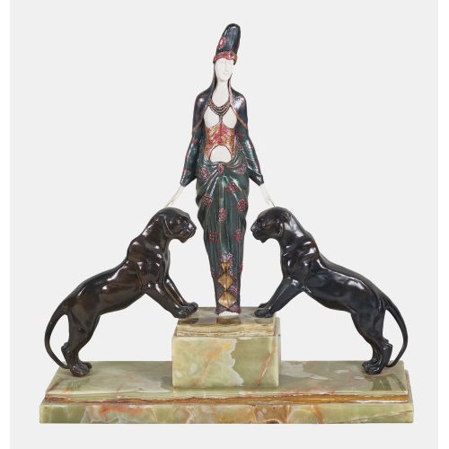 MARCEL-ANDR� BOURRAINE : Femme avec deux tigres (DOBIASCHOFSKY AUKTIONEN AG)