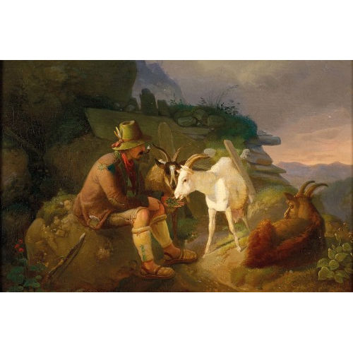 JOHANN JAKOB BIEDERMANN : Hirte mit Ziegen (DOBIASCHOFSKY AUKTIONEN AG)