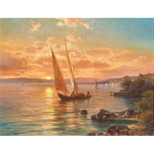 ALFRED KARL JULIUS OTTO VON SCH�NBERGER : Segelschiffe in der Abendsonne (DOBIASCHOFSKY AUKTIONEN AG)