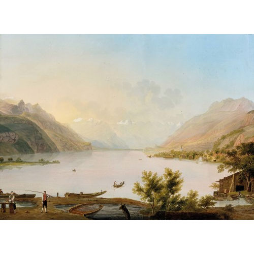 JOHANN LUDWIG BLEULER : 'Vue d'une partie du lac de Brienz' (DOBIASCHOFSKY AUKTIONEN AG)