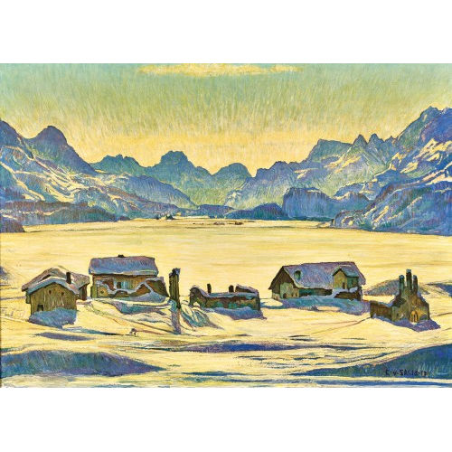 CARL ALBERT VON SALIS-SOGLIO : Sicht auf Sils-Baselgia (DOBIASCHOFSKY AUKTIONEN AG)