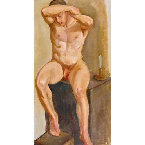 PAUL BASILIUS BARTH : Sitzender m�nnlicher Akt (DOBIASCHOFSKY AUKTIONEN AG)