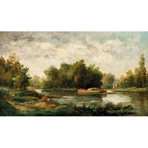 19. JH. FRANKREICH : Idyllische Flusslandschaft (DOBIASCHOFSKY AUKTIONEN AG)