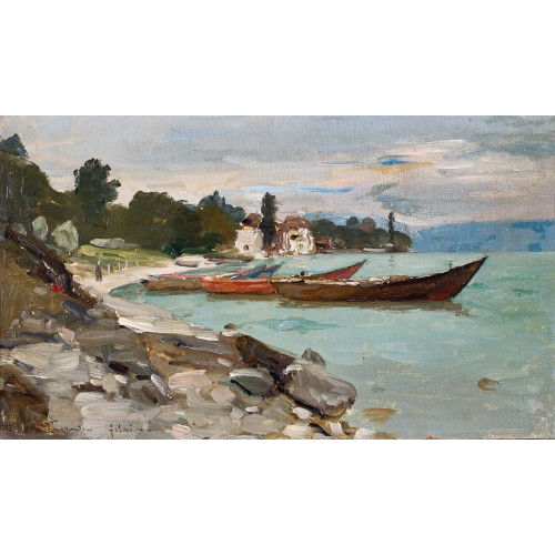 FRAN�OIS BOCION : 'Barques de p�cheurs � Tourronde' (DOBIASCHOFSKY AUKTIONEN AG)