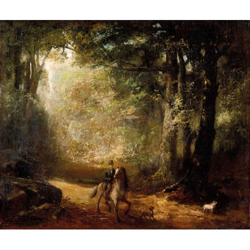 19. JH. FRANKREICH : Reiter mit Hunden vor Waldlichtung (DOBIASCHOFSKY AUKTIONEN AG)