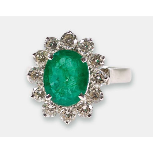 SMARAGD-DIAMANT-RING : (DOBIASCHOFSKY AUKTIONEN AG)