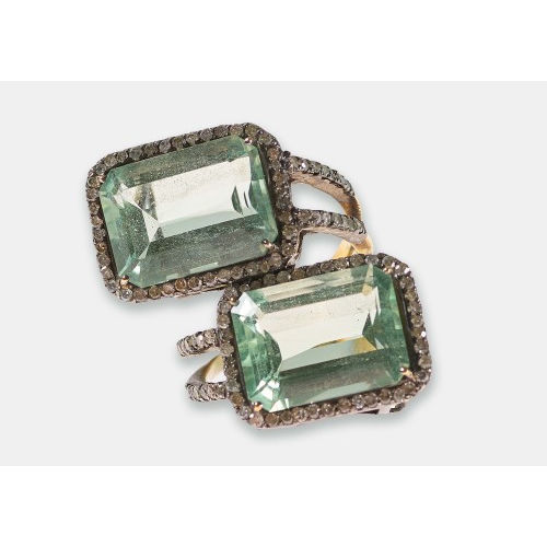 PRASIOLITH-DIAMANT-RING : (DOBIASCHOFSKY AUKTIONEN AG)