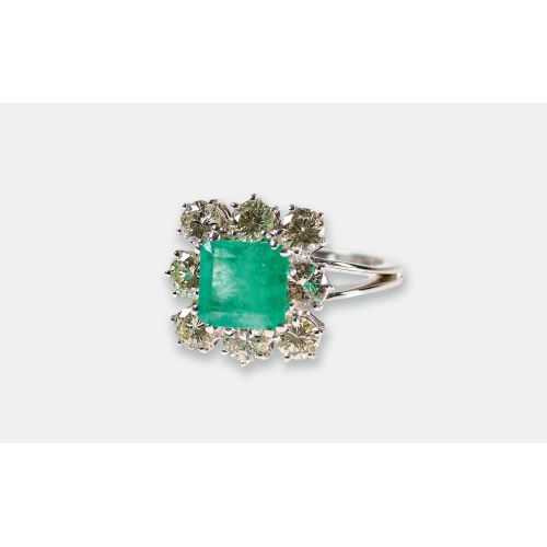 SMARAGD-BRILLANT-RING : Damiani, Italien (DOBIASCHOFSKY AUKTIONEN AG)