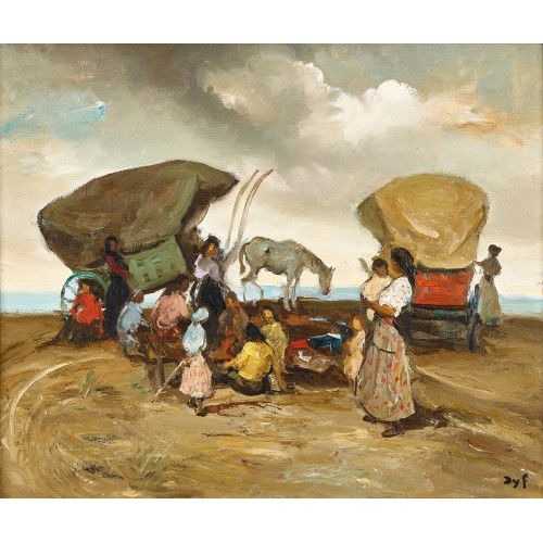 MARCEL) DYF (EIGTL. DREYFUS : Fahrende mit Esel und Wagen bei der Rast (DOBIASCHOFSKY AUKTIONEN AG)