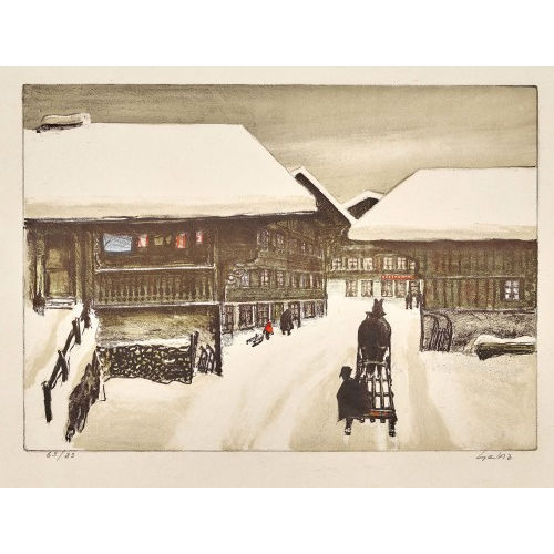 JEAN-LOUIS G�TAZ : Winterliche Dorfszene (DOBIASCHOFSKY AUKTIONEN AG)