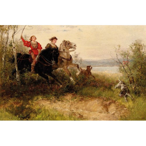 WILHELM CARL R�UBER : Sc�ne de chasse � courre (DOBIASCHOFSKY AUKTIONEN AG)