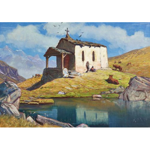 ALBERT HENRY JOHN GOS : 'Dame des Neiges, chapelle du lac Noir' (DOBIASCHOFSKY AUKTIONEN AG)