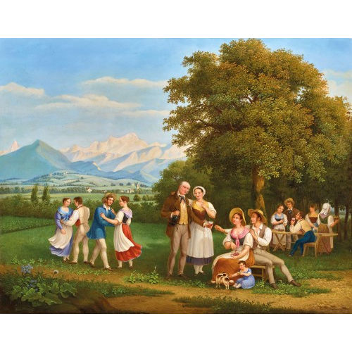 FR�D�RIC FR�GEVIZE : Landfest bei Genf mit Blick auf den Mont Blanc (DOBIASCHOFSKY AUKTIONEN AG)