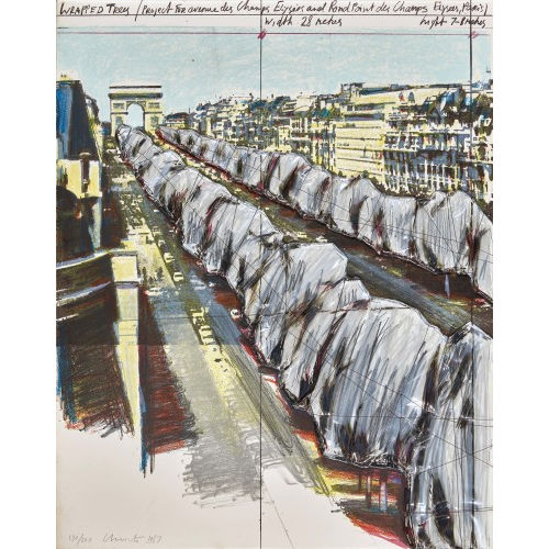 CHRISTO) CHRISTO (EIGTL. JAVACHEFF : 'Wrapped Trees, Project for the Avenue des Champs-Elys�es' (DOBIASCHOFSKY AUKTIONEN AG)