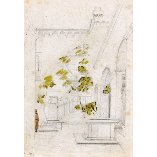 ALBERT ANKER : Innenhof mit Figur (DOBIASCHOFSKY AUKTIONEN AG)