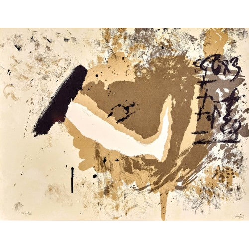 ANTONI T�PIES : 'Lithographie in Schwarz, Grau und Sienabraun' (DOBIASCHOFSKY AUKTIONEN AG)