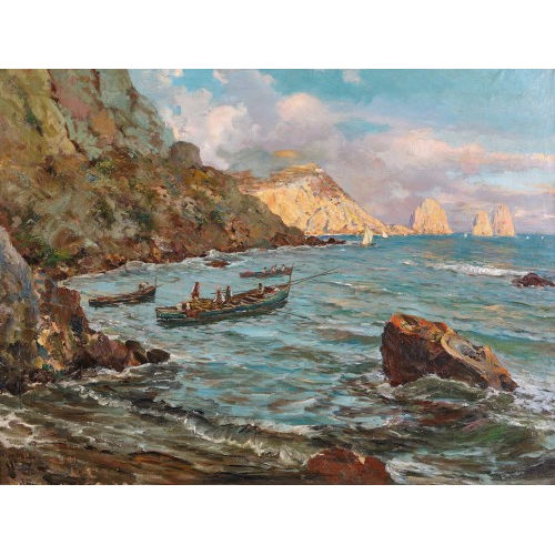 19. JH. ITALIEN : Fischer am Ufer der Insel Capri (DOBIASCHOFSKY AUKTIONEN AG)