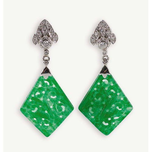 JADE-DIAMANT-OHRH�NGER : (DOBIASCHOFSKY AUKTIONEN AG)