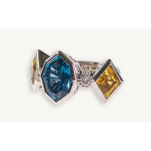 TOPAS-CITRIN-BRILLANT-RING : (DOBIASCHOFSKY AUKTIONEN AG)