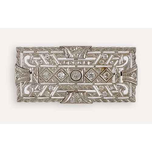 DIAMANT-BROSCHE : Art d�co, um 1920 (DOBIASCHOFSKY AUKTIONEN AG)