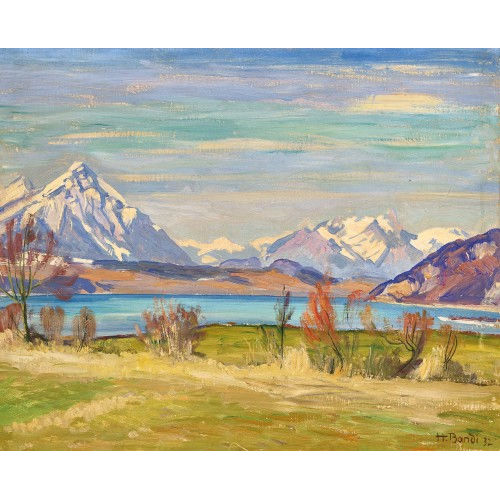HANS BANDI : Herbstlicher Thunersee mit Niesen (DOBIASCHOFSKY AUKTIONEN AG)