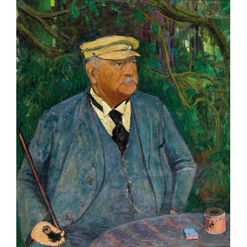 ERNST MORGENTHALER : Sitzender Mann mit Schirmm�tze und Pfeife im Park (DOBIASCHOFSKY AUKTIONEN AG)