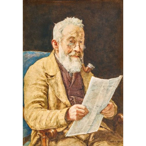 ALBERT ANKER : Grossvater bei der Zeitungslekt�re (DOBIASCHOFSKY AUKTIONEN AG)