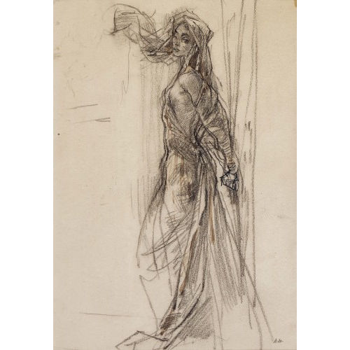 WALTER ROSHARDT : Stehende Frau in langem Kleid (DOBIASCHOFSKY AUKTIONEN AG)