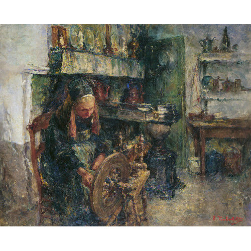 �DOUARD VERSCHAFFELT : B�uerin am Spinnrad (DOBIASCHOFSKY AUKTIONEN AG)