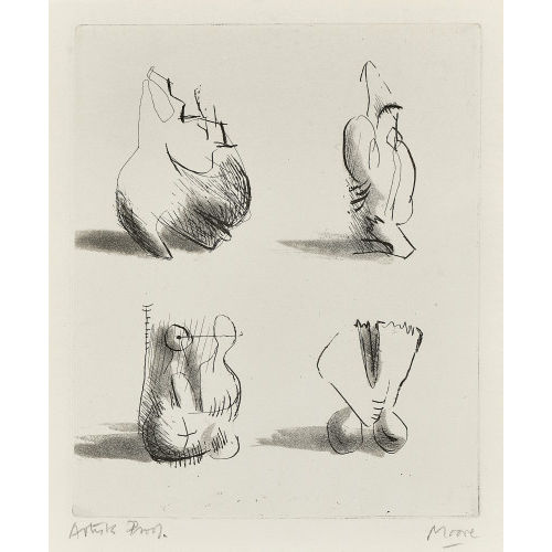 HENRY MOORE : 'Four sculpture motives' (DOBIASCHOFSKY AUKTIONEN AG)