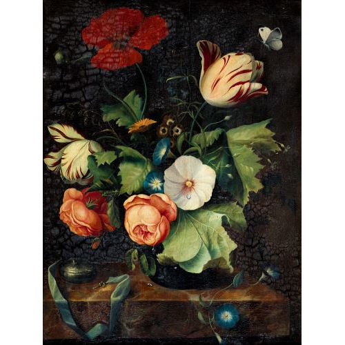 18./19. JH. HOLLAND : Stillleben mit Blumen und Schmetterling (DOBIASCHOFSKY AUKTIONEN AG)