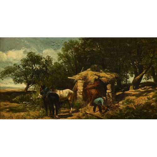 RICHARD BEAVIS : Baumgruppe mit Bauer, Pferden und H�tte (DOBIASCHOFSKY AUKTIONEN AG)