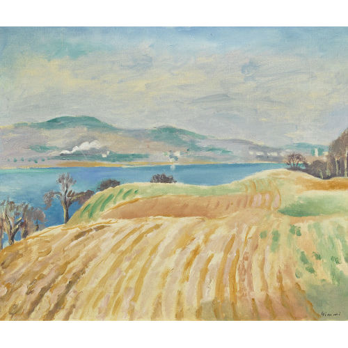 WILHELM GIMMI : 'Paysage du lac de Sempach' (DOBIASCHOFSKY AUKTIONEN AG)