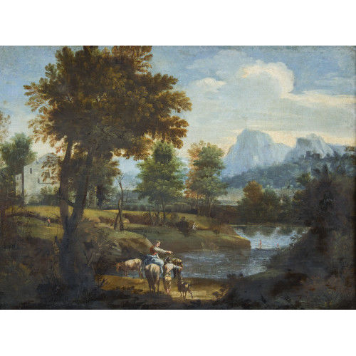 18. JH. ITALIEN : Landschaft mit Fluss und Staffage (DOBIASCHOFSKY AUKTIONEN AG)