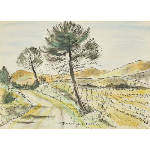 ANDR� ALBERT MARIE DUNOYER DE SEGONZAC : H�gelige Landschaft mit Feldweg (DOBIASCHOFSKY AUKTIONEN AG)