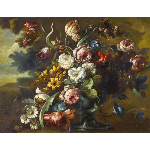 19. JH. FRANKREICH : Blumenstrauss in gr�ner Vase (DOBIASCHOFSKY AUKTIONEN AG)