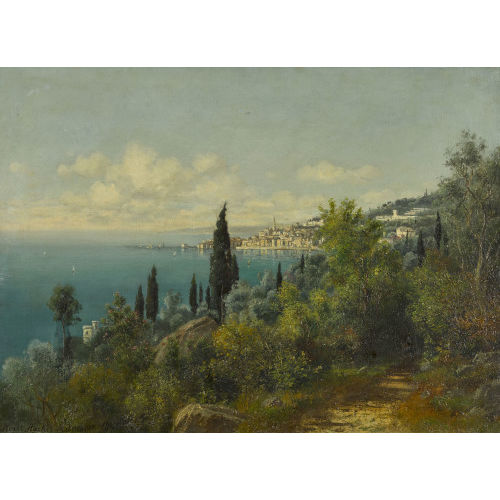 HORST BERNHARD HACKER : Blick auf Menton an der C�te d'Azur (DOBIASCHOFSKY AUKTIONEN AG)