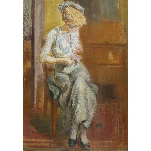 OTTO VAUTIER : Interieur mit sitzender junger Frau (DOBIASCHOFSKY AUKTIONEN AG)