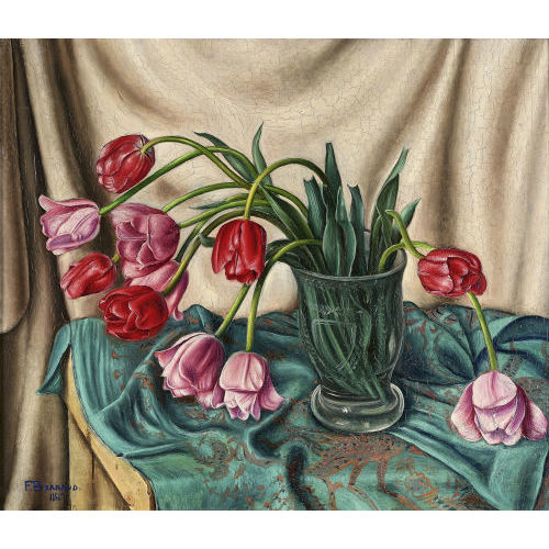 FRAN�OIS �MILE BARRAUD : Stillleben mit Tulpen in Becherglas (DOBIASCHOFSKY AUKTIONEN AG)