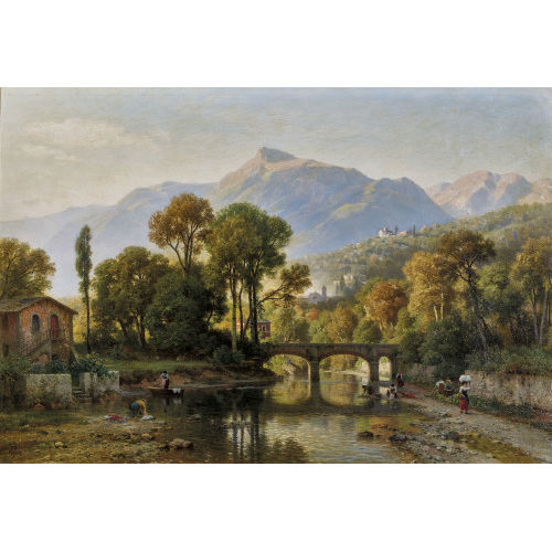 FRIEDRICH EDUARD PAPE : S�dliche Landschaft mit W�scherinnen am Fluss (DOBIASCHOFSKY AUKTIONEN AG)