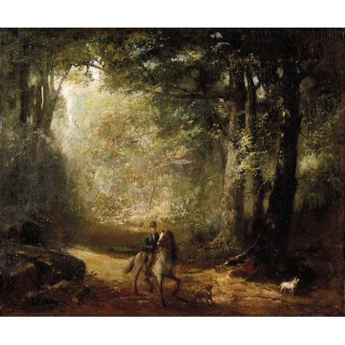 19. JH. FRANKREICH : Reiter mit Hunden vor Waldlichtung (DOBIASCHOFSKY AUKTIONEN AG)