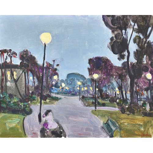 RUDOLF ZENDER : Stadtpark im Laternenlicht (DOBIASCHOFSKY AUKTIONEN AG)