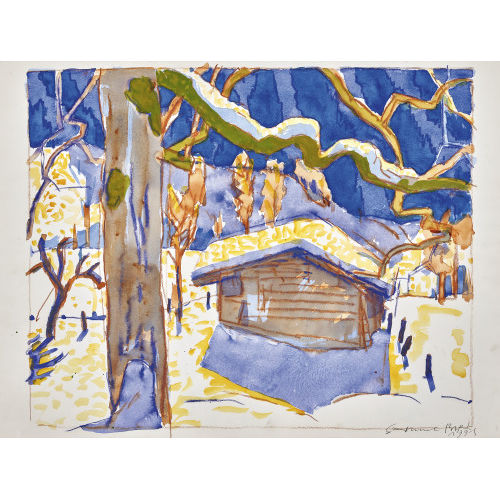 SAMUEL BURI : Winterlandschaft mit H�tte (DOBIASCHOFSKY AUKTIONEN AG)