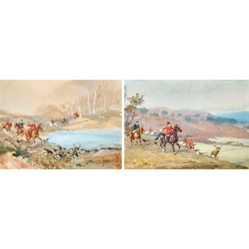 BARON KARL REILLE : Die Jagd auf den Hirsch. Gegenst�cke (DOBIASCHOFSKY AUKTIONEN AG)