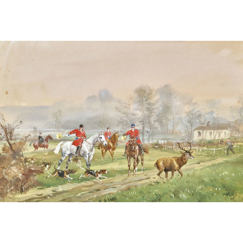 BARON KARL REILLE : Die Hirschtreibjagd (DOBIASCHOFSKY AUKTIONEN AG)