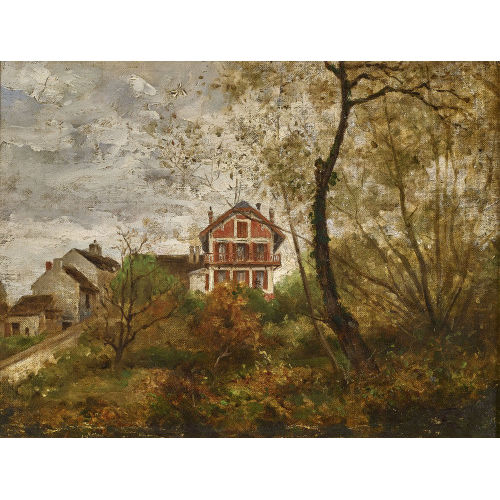 JEAN-BAPTISTE CAMILLE COROT : Paysage avec maisons (DOBIASCHOFSKY AUKTIONEN AG)